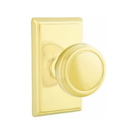 Norwich Knob 2-3/8 In Backset Passage W/Rectangular Rose For 1-1/4 In To 2 In Door Unlacquered Brass